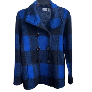 Keren Hart plaid 100% wool pea coat Size Small - Picture 1 of 6