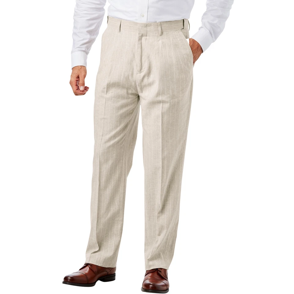 KingSize Men's Big & Tall Linen Blend Plain Front Dress Pants - Image 1 of 4