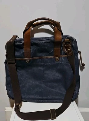 Bolso Bandolera Mensajero J.FOLD Nueva York De Colección Raro Lona/Cuero 15x15 Azul Foto 1 de 4