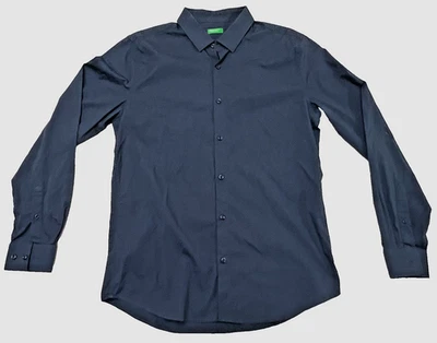 United Colors of Benetton Button Up Shirt Large Blue Casual vtg READ - Image 1 of 4