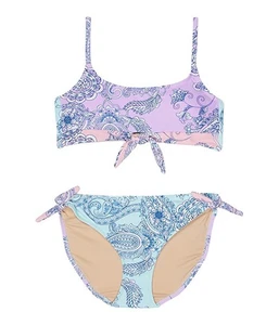 Shade Critters L5902 Multi Paisley Color-Block Bow Front Bikini Swimset Size 8Y - Picture 1 of 4