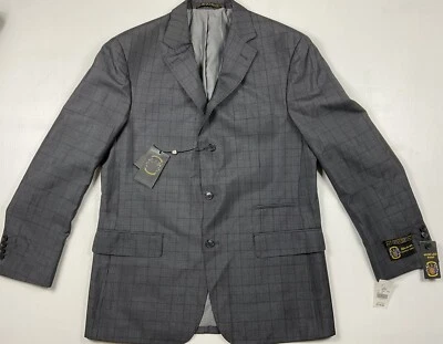 MECCA Mens Size 42R Gray Micro Check Three Button Blazer Suit Jacket Italy NWT - Image 1 of 4