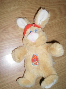 Kuscheltier TEDDY HASE Rabbit BEIGE ORANGE Gispy Ostern Ei MÜTZE ORANGE WEICH - Bild 1 von 1