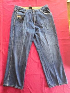 Rocawear 1999 Blue Denim Jean Waist Men's Size 42x34 Embroidered Baggy Y2k ST25 - Picture 1 of 12