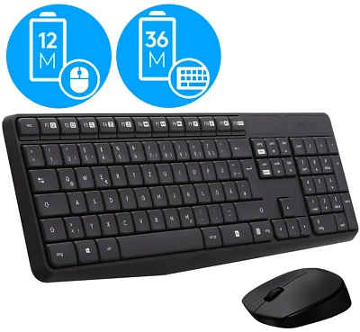 LOGITECH MK235 Kabelloses Tastatur-Maus-Set, Nano USB, PC/Laptop, Deutsch QWERTZ - Bild 1 von 4