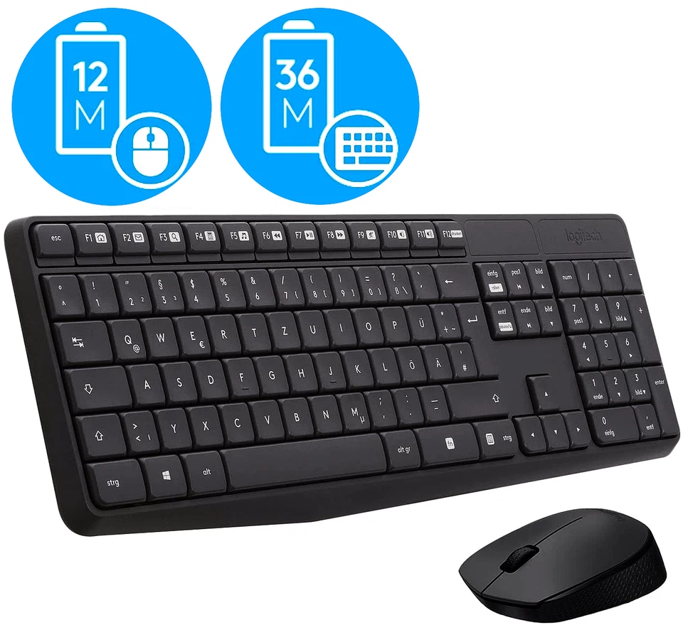 Logitech Wireless Keyboard Mouse MK235 black 920-007905 3(BID208108)