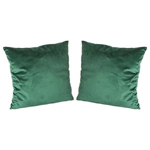 2x Green 55cm x 55cm Square Velvet Cushions Large Scatter Cushions with Cover - Picture 1 of 7