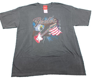Fender Guitar Mens XL TShirt Genuine Distressed Gray Logo USA Eagle Unisex