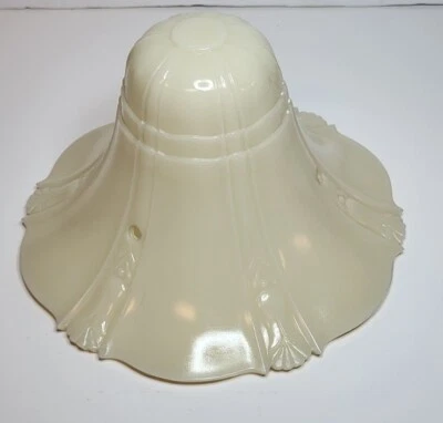 Vtg Lightolier Semi Flush Custard Glass Art Deco Ceiling Light 3 Hole 9" Diamete - Image 1 of 4
