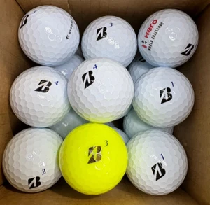 24 Bridgestone Tour B XS Used White and Yellow Golf Balls 4A/5A Near Mint/Mint - Picture 1 of 3