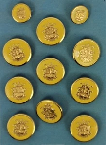 Set x (9) Lg & (2) Sm Enamel Heraldic Blazer Buttons - Bild 1 von 2