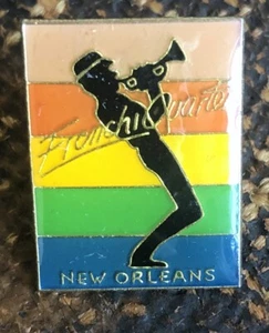 VTG ENAMEL PIN SOUVENIR FRENCH QUARTER NEW ORLEANS RAINBOW HORN PLAYER GUC - Picture 1 of 3