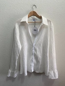 NEW Princess Polly Chrisley Shirt Curve Button Up Flared Cuffs Pleated 14 NWT - Picture 1 of 4