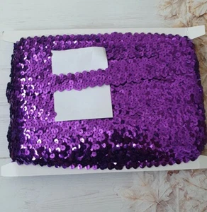 1m purple elastic sequin Stretch Elasticated 2cm Trim Sewing Craft Costume - Picture 1 of 1