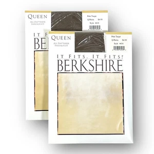 Vintage Lot 2 Berkshire It Fits QUEEN PETITE Pantyhose PALE TAUPE Pana-Fit 4416 - Picture 1 of 7