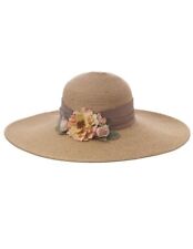 Victorian Trading Co Carole Amper Nantucket Floral Floppy Straw Sun Hat 
