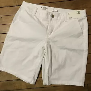 ANA nwt Mid-Rise Twill Bermuda Shorts 9” Inseam Size 8 White - Picture 1 of 5