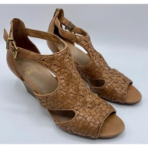 Elliot Lucca Women's Honey Braided Leather Wedge Heel sz 9 (S1172) - Picture 1 of 9