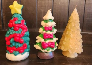 Set Of 3 Vintage Christmas Candles Lot - Picture 1 of 9
