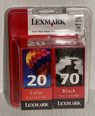 Lexmark Inkjet Cartridges Twin Pack 70 Black 20 Color Printer Ink New Sealed - Image 1 of 4