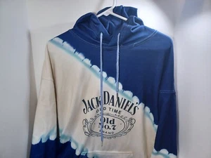 Jack Daniels Tennessee White Blue Tie Dye Hooded Sweatshirt Womens XXL hippie - Picture 1 of 7
