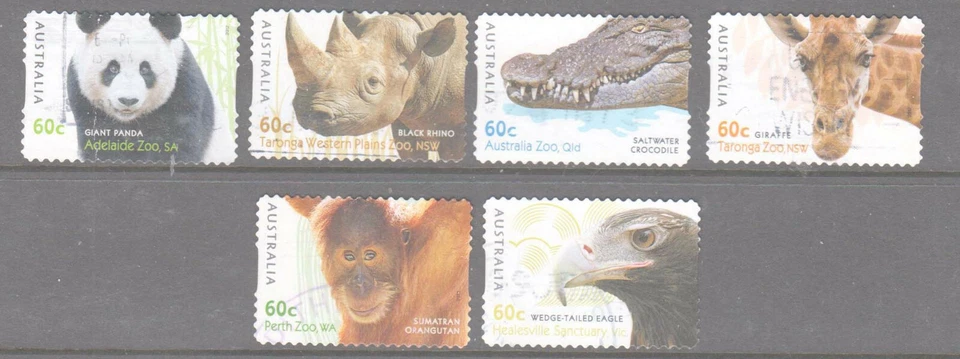 Australia 2012 ZOOS used set 6 self adhesive stamps. - Image 1 of 1