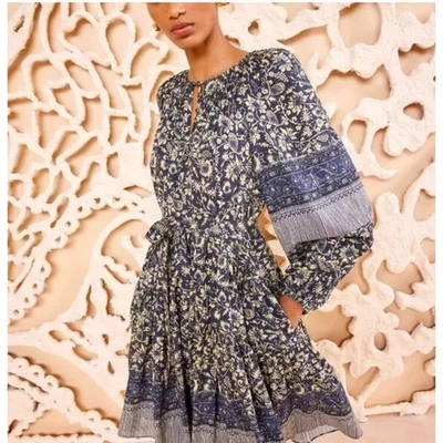 Mini Vestido Ulla Johnson Abri Batik Estampado Volantes en Niveles Talla 6 Foto 1 de 4