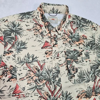 Faherty Shorelite Air Casual Short Mens L Hawaiian Fishing Vented UPF50+ Sun - Image 1 of 4