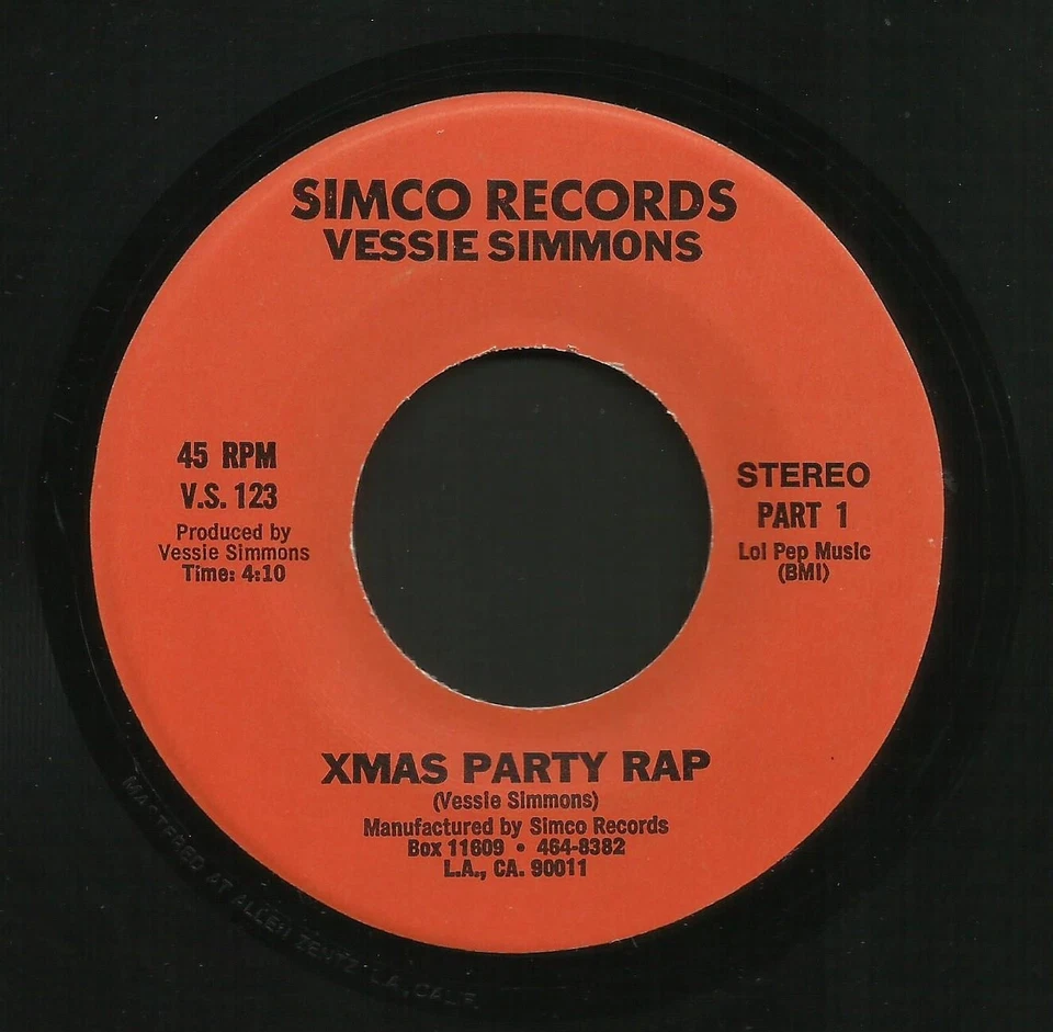 Old School West Coast Rap Electronic VESSIE SIMMONS Xmas Party Rap SIMCO hear - Image 1 of 1