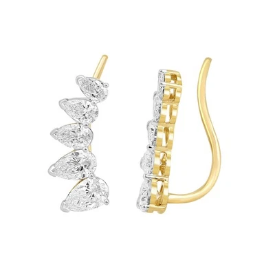 Womens climbers  Earrings 1.90 Ct Pear Cut Lab Grown Diamond 14K Yellow Gold - Image 1 of 4
