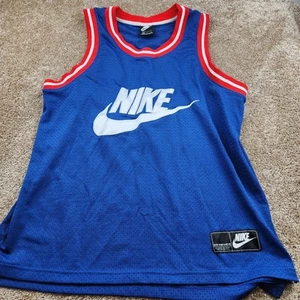Vtg 90s Nike Center Swoosh Basketball Jersey Big Logo Size Large Blue Red White - Picture 1 of 6