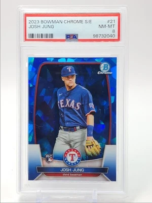JOSH JUNG 2023 BOWMAN CHROME ROOKIE SAPPHIRE REFRACTOR B RC PSA 8 Q3110 - Image 1 of 2
