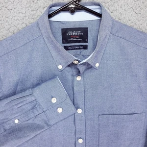 CHARLES TYRWHITT Weekend Extra Slim Fit Button Down Shirt Men's S Blue Chambray - Picture 1 of 9