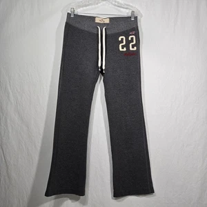 Y2K Vintage HOLLISTER 90's GRAY Spell-Out Flare Leg Low Rise Sweat Pants Size L. - Picture 1 of 22