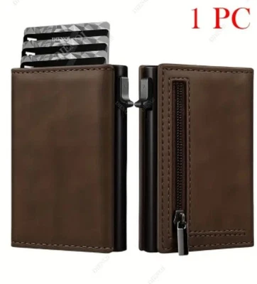 Smart Wallet mit Münzfach Mini für Karten und Bargeld RFID Blocking In Kaffee - Bild 1 von 4