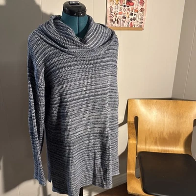 Eight Eight Eight Women's Size M Cowl Neck Pullover Sweater White Navy Knit - Image 1 of 4