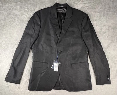 MNG Mango Linen Blazer Mens 44 Black Lightweight Sportcoat Jacket Slim Fit NWT - Image 1 of 4