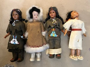 4 Deerfoot And Brown Eagle Vintage American Made Indian Dolls Carlson - Picture 1 of 5