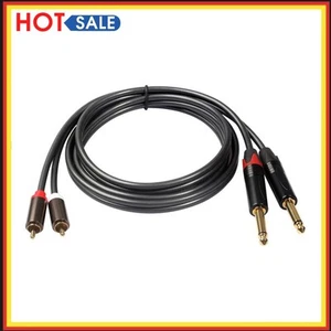 Câble adaptateur double mâle 1,5 m de long 6,35 mm 1/4 mono mâle vers 2 mâles RCA pour - Photo 1/9
