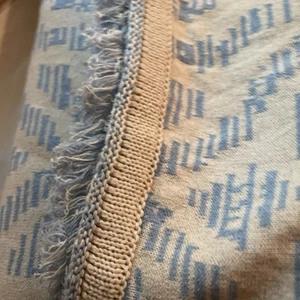 MAINSTAYS 50" X 60" KNIT THROW FRINGE TRIM SAVINE IKAT-PLACID BLUE - Picture 1 of 2