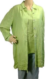 Dialogue womens top set size M 2 pc. blouse buttons long tunic tank linen-rayon - Picture 1 of 12