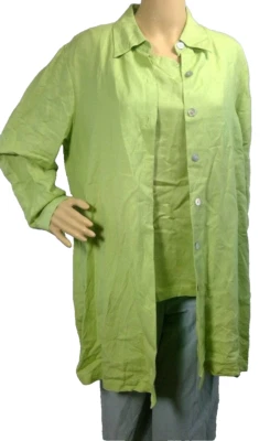 Dialogue womens top set size M 2 pc. blouse buttons long tunic tank linen-rayon  - Imagem 1 de 4