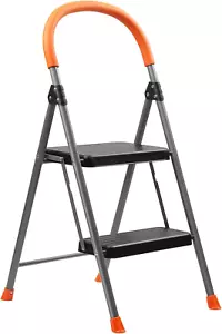 2 Step Ladder Folding Step Stool, 330Lbs Heavy-Duty Steel Ladder with Anti-Slip - Picture 1 of 7