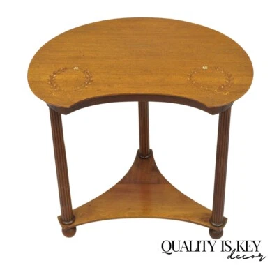 Mesa auxiliar estilo imperio francés caoba madreperla incrustación corona acento Foto 1 de 4