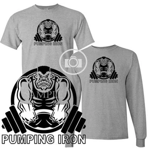 Camiseta Gris Levantador de Pesas Muscular Dura Mangas Cortas/Largas de Bombeo L-3X - Imagen 1 de 5
