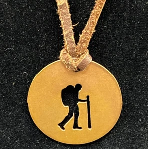 Copper Tone Backpacker Hiker Brown Leather Cord Necklace - Free Shipping - Picture 1 of 6