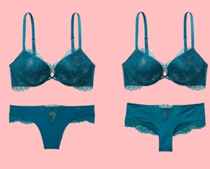 2pc Victoria's Secret Bombshell Add-2 Cups Push-Up Bra&Panty set Blue Many Size - Picture 1 of 25