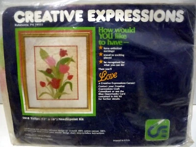 TULIPS (CREATIVE EXPRESSIONS) VINTAGE  NEEDLEPOINT NEW OLD STOCK - Image 1 of 3