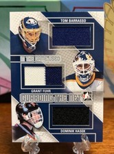 14 In The Game Guarding The Net BARRASSO FUHR HASEK Game Used Jersey Silver /60