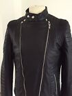Genuine 100%leather Jacket Black Zip Biker Design Size M